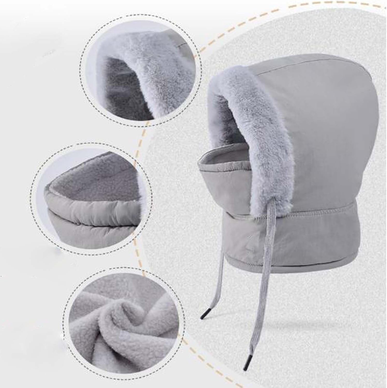 Plush-Lined Thickened Thermal Hat with Face Mask 3-in-1Windproof Warm Balaclava