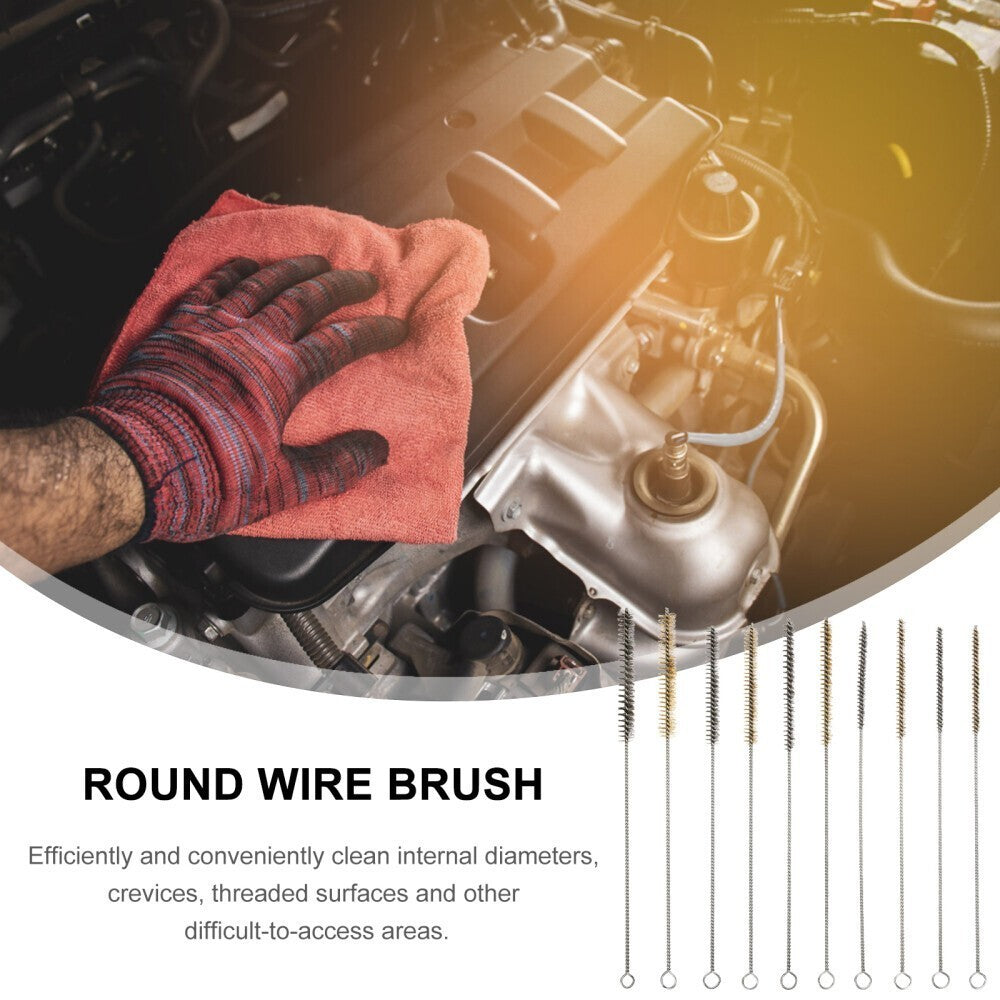 10pcs Wire Bore Brushes Stainless Steel Wire Brushes Pipe Hole Cleaning Brush