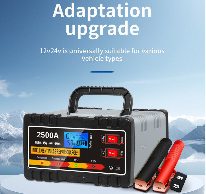 Heavy Duty 2500A Automatic 12/24V Car Battery Charger Pulse Trickle Repair
