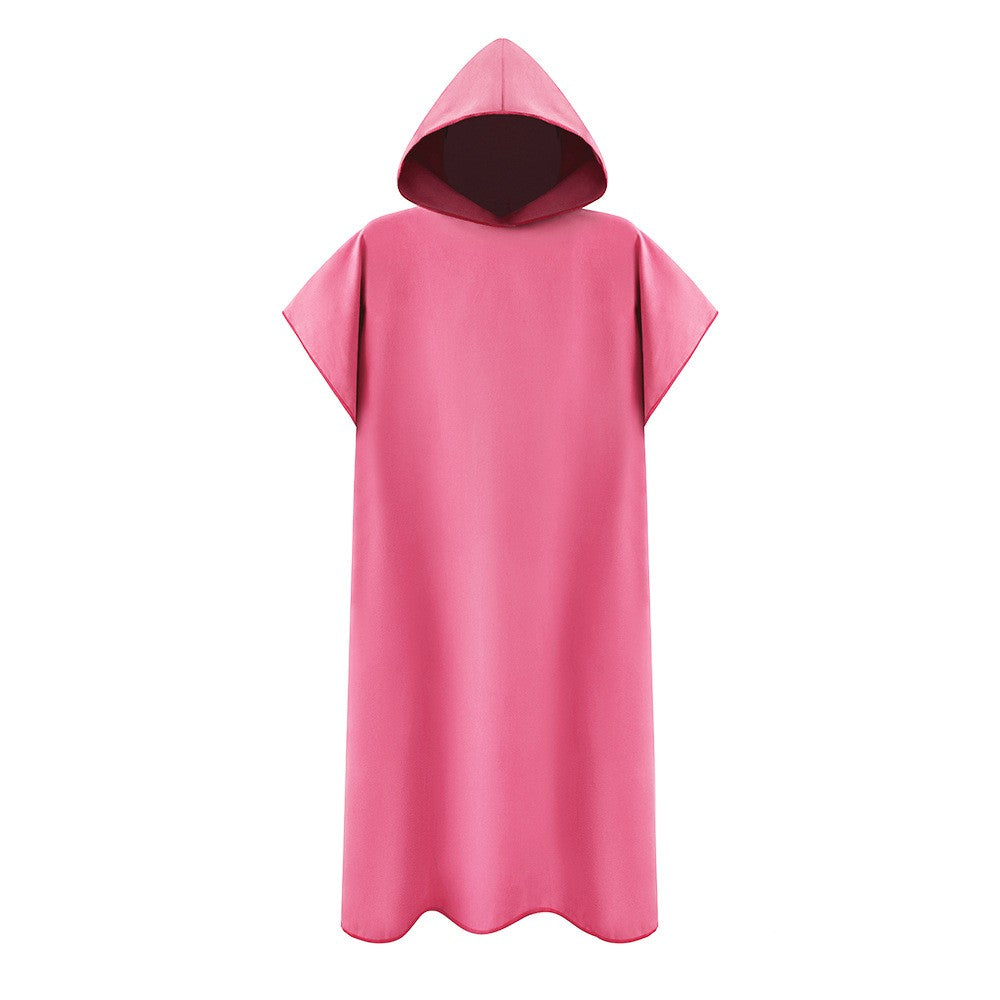 Men Women Changing Robe Beach Towel Bath Hooded Quick Dry Poncho Bathrobe