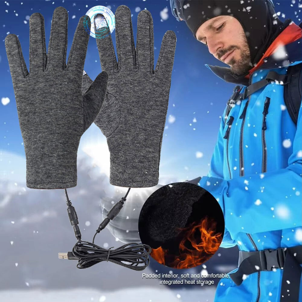 Winter Electric Heated Gloves USB Heating Hand Warm Windproof Thermal Gloves UK