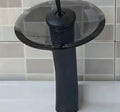 All Copper Round Glass Waterfall Glass Sink Mixer Tap Bathroom Wash Basin Faucet