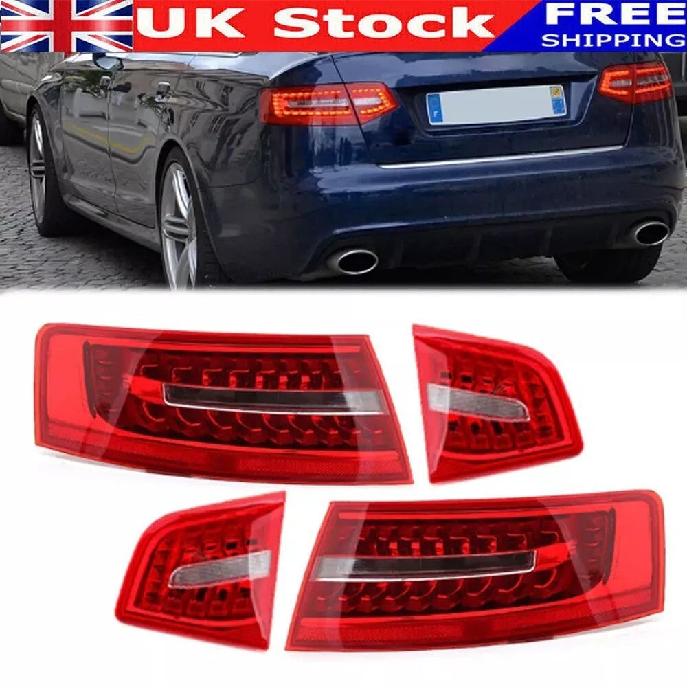 For Audi A6 S6 Saloon 2009-2011 LED Rear Outer Inner Tail Light Brake Lamp Set