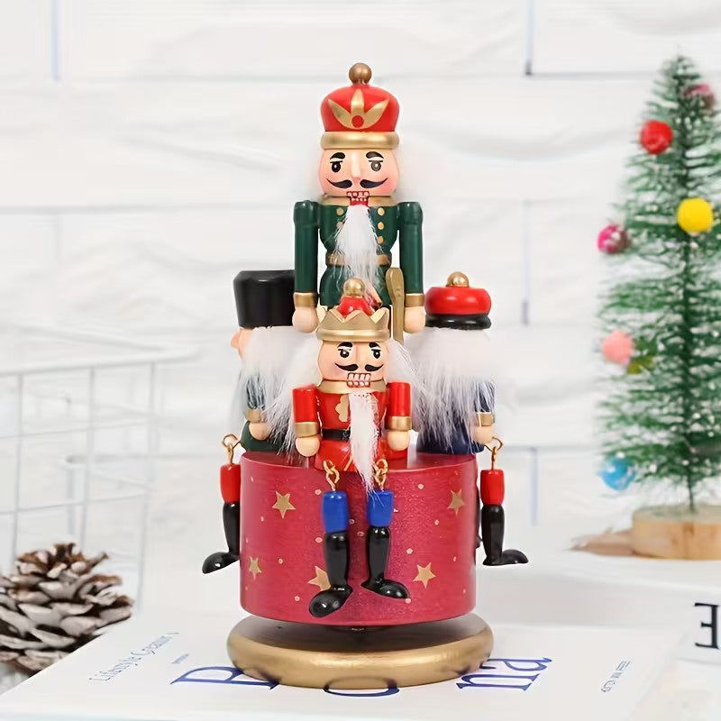 Nutcracker Themed Rotating Music Box Handmade Xmas Ornament Holiday Gift Decor