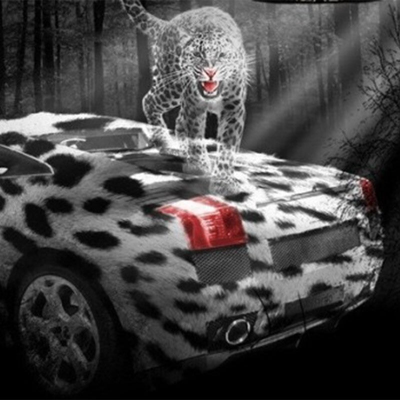 Leopard Print Fluffy Warm Car Steering Wheel Cover Plush Fuzzy Girls Universal