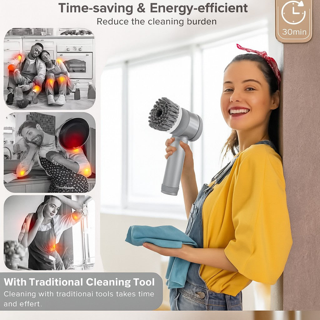 Cordless Electric Spin Scrubber Powerful Turbo Scrub Cleaning Brush Rechargeable