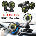 360° Rotatable Car Cooling Air Fan USB Dual Head Car Fan Portable Vehicle Fan