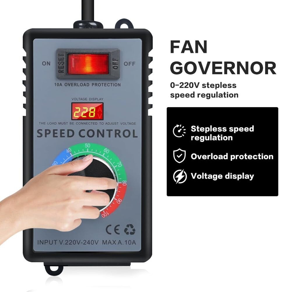 Motor Speed Controller Switch AC 220V-240V Real-time Voltage Display UK Plugs