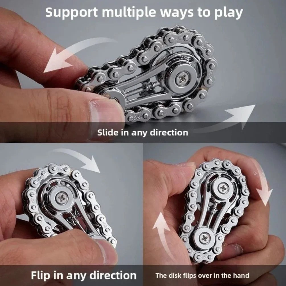 1X Fidget Roller Bike Chain Finger Toy Stress Anxiety Relief Chain Hand Roller