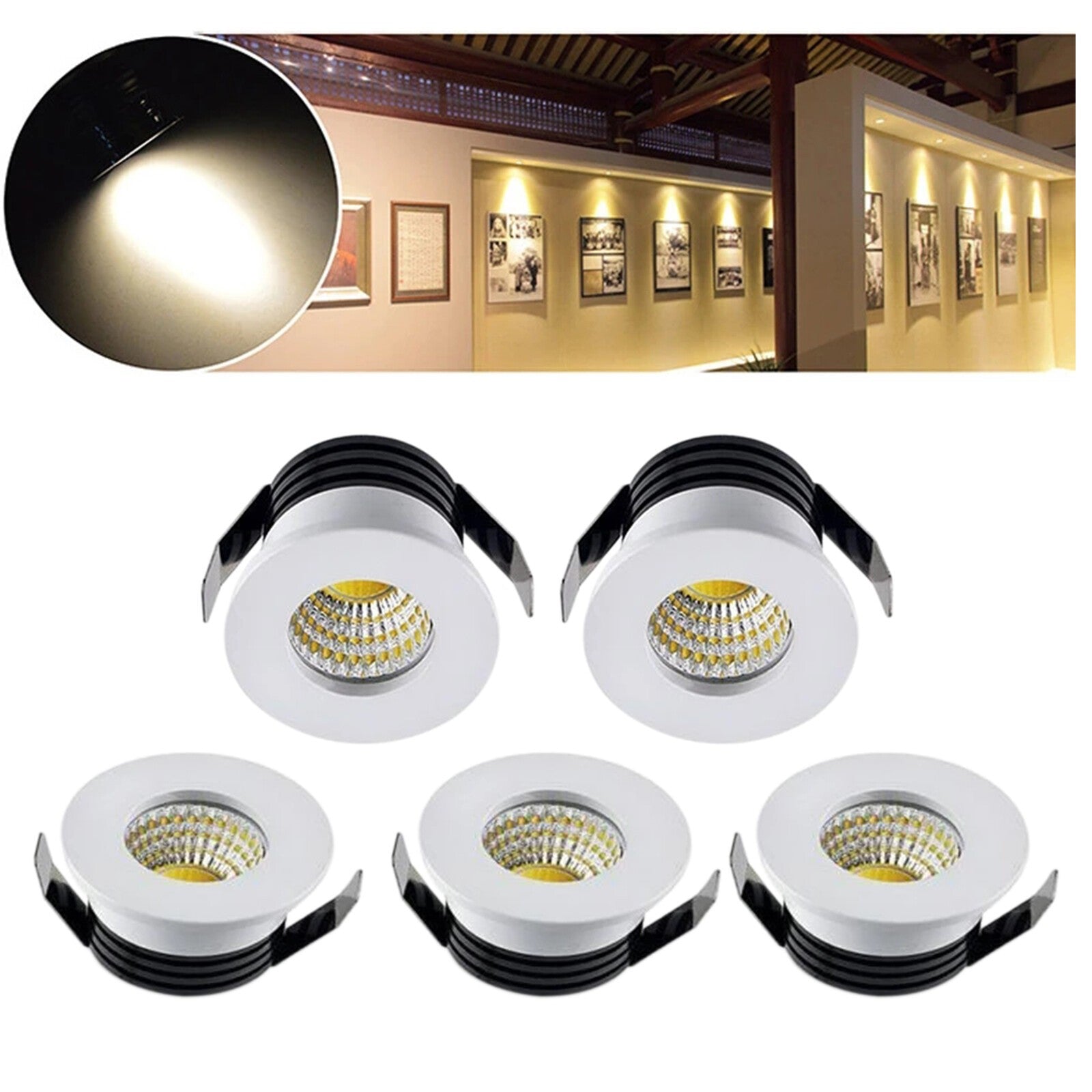 3W 5pcs LED Recessed Small Ceiling Lights Cabinet Mini Spot Downlight Minispot