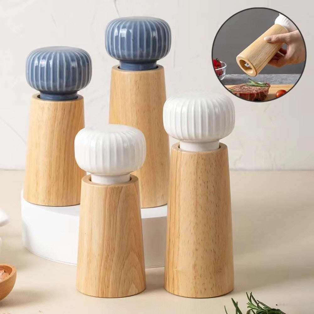 Nordic Style Manual Pepper Salt Grinder Oak Refillable Pepper Mill Adjustable
