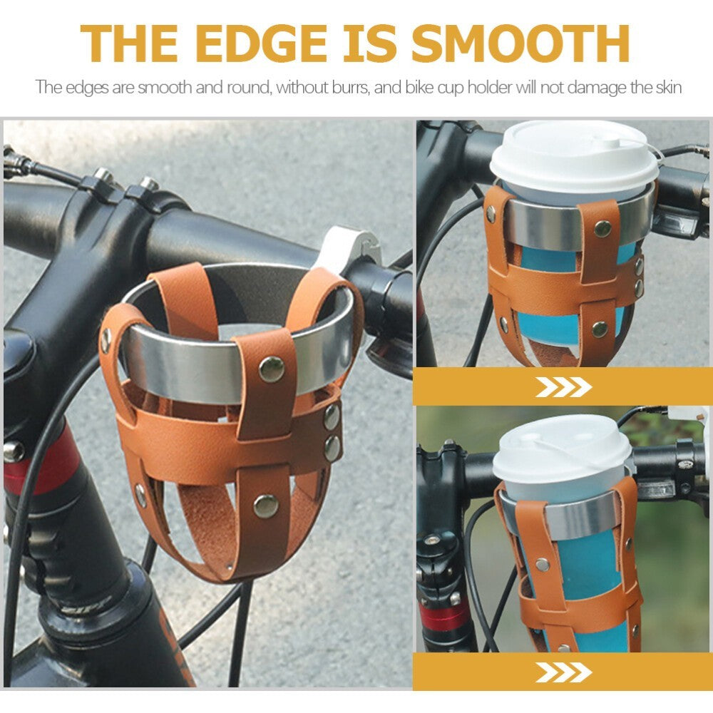 Water Bottle Bike Cup Holder Handlebar Cruiser Leather Rack new