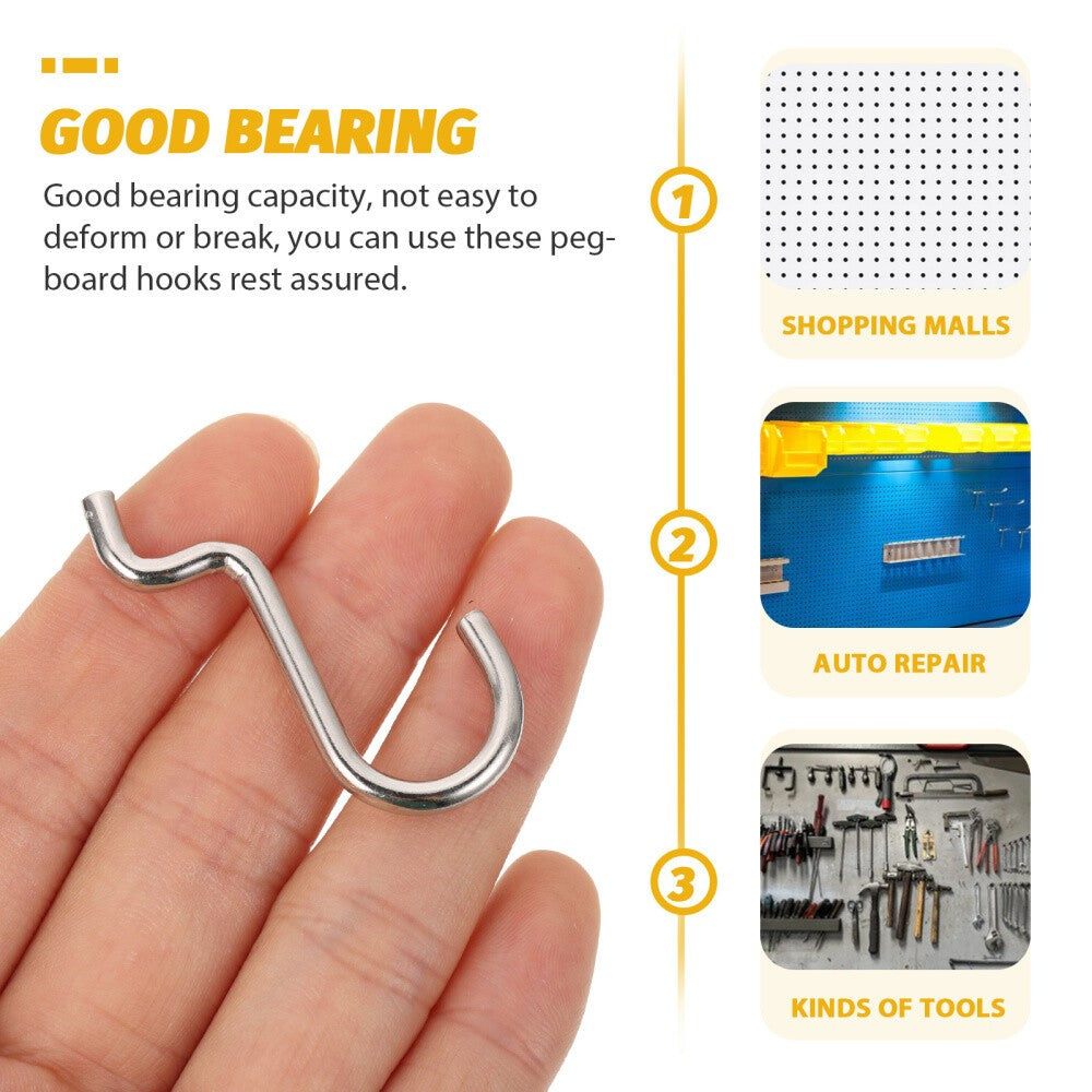 20pcs Metal Pegboard Hooks Garage Pegboard Board Hooks Shop Hanging Hooks