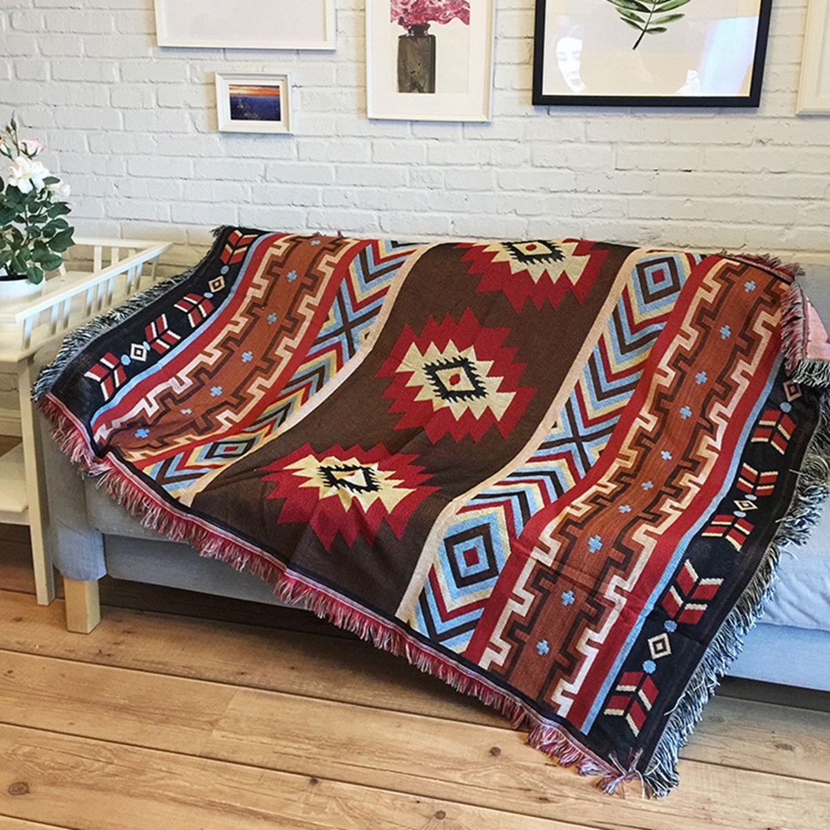 Ethnic Mexico Blankets Outdoor Beach Picnic Blanket Striped Boho Blanket