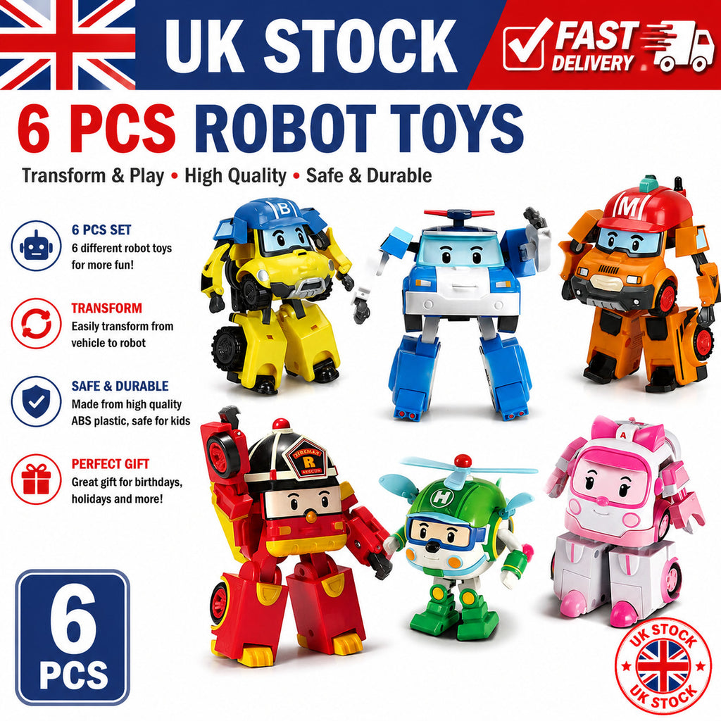 6pcs/set Robocar Poli Action Figures Transformation Hand Deformation Car Model