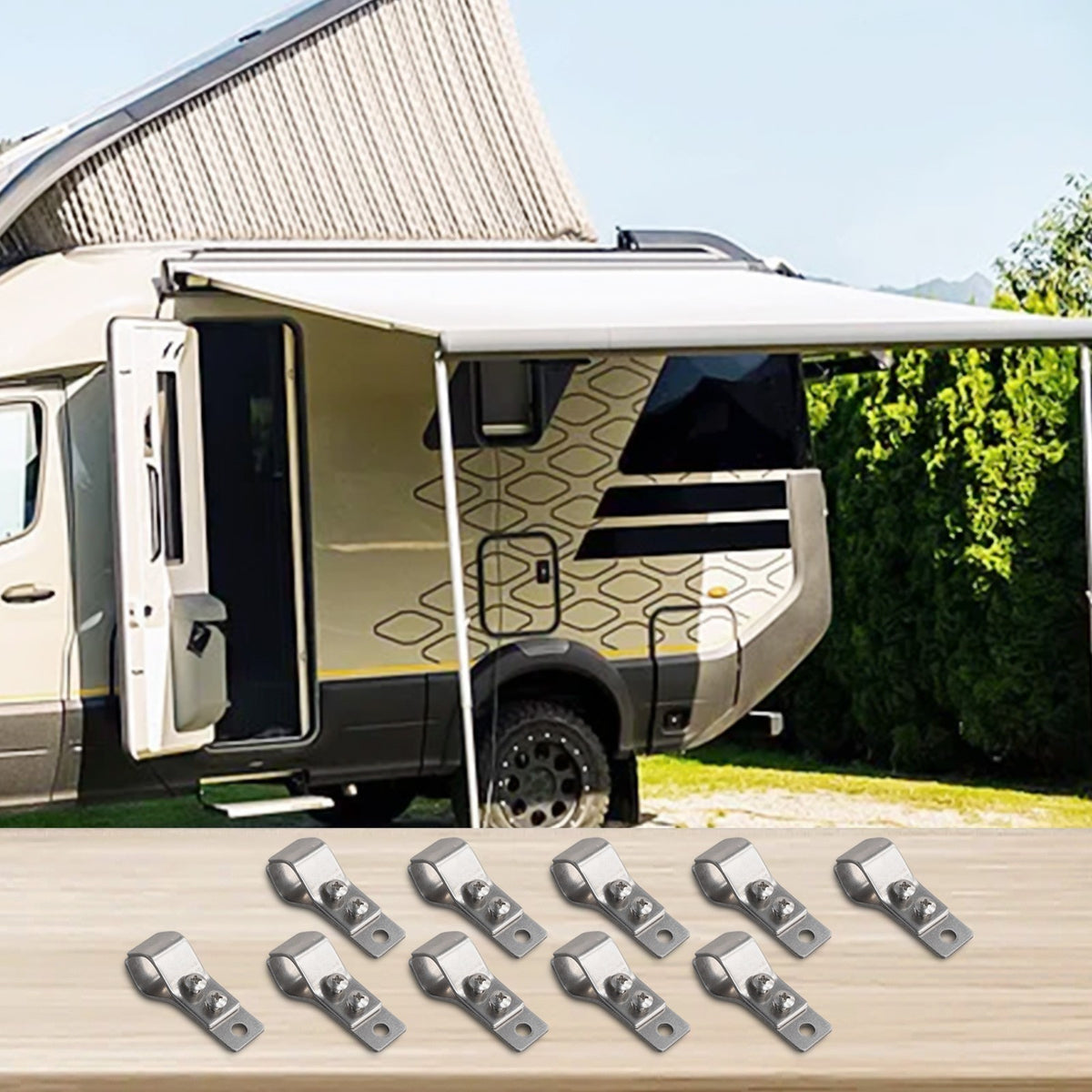 SS304 Stainless Steel Adjustable Clamps for Sunshade Net Installation 10pcs Set