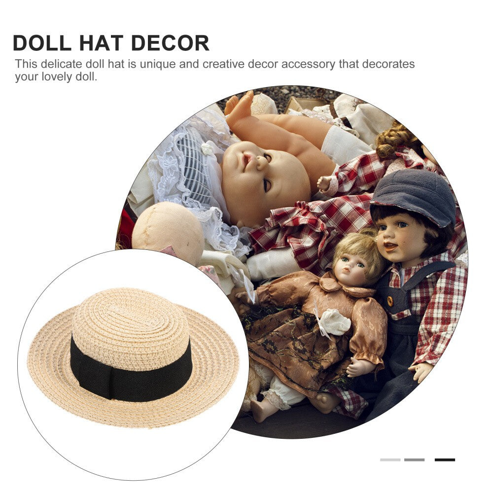1 Pc Hand-woven Straw Hat Doll Clothes Decor Accessory Doll Straw Hat Decor