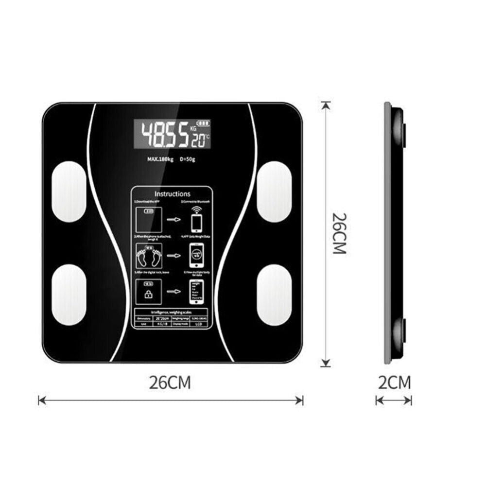 180KG Bathroom Weight Digital Scales Smart Body Fat BMI Bluetooth Body Weighing