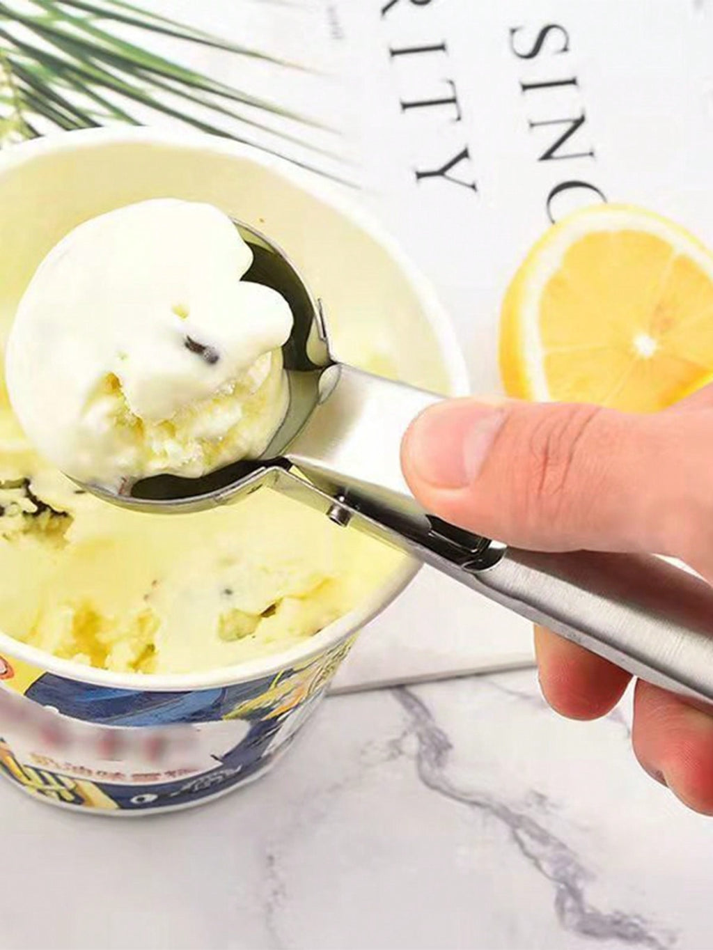 Large Stainless Steel Ice Cream Scoop with Trigger Heavy Duty Non-Stick UK