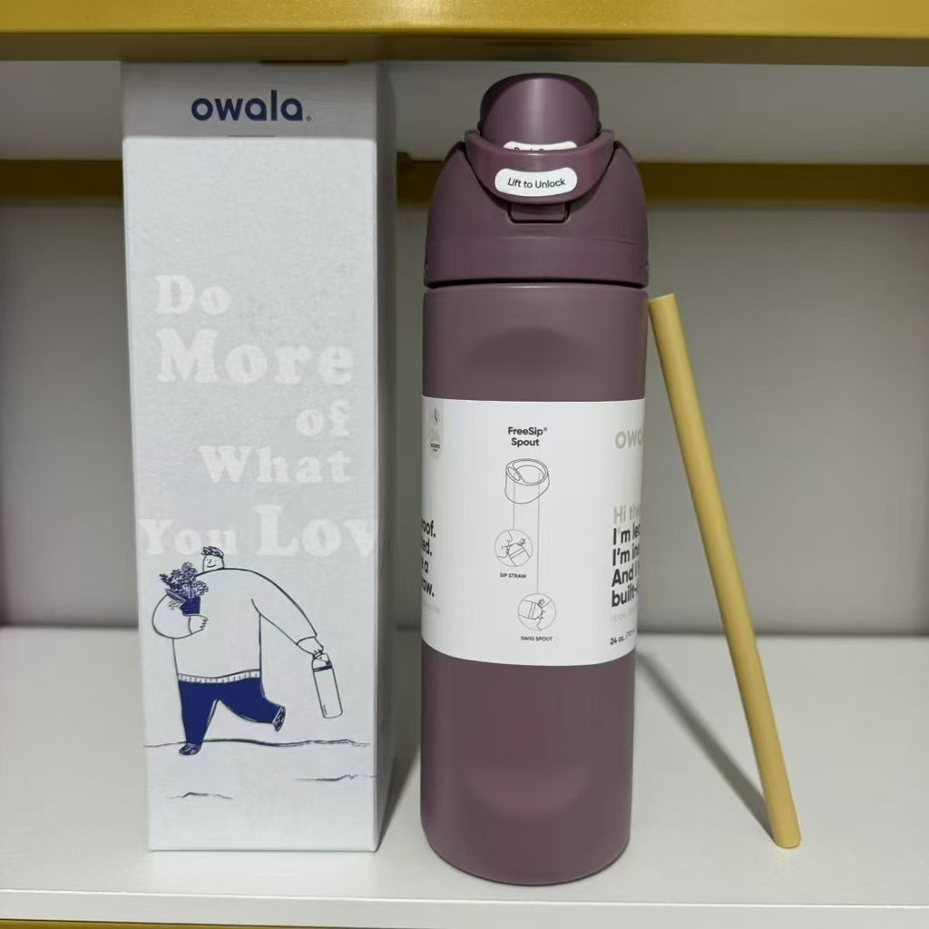Owala Freesip Water Bottle Stainless Steel 24oz 32oz Multicolor Blue Bow Bottle