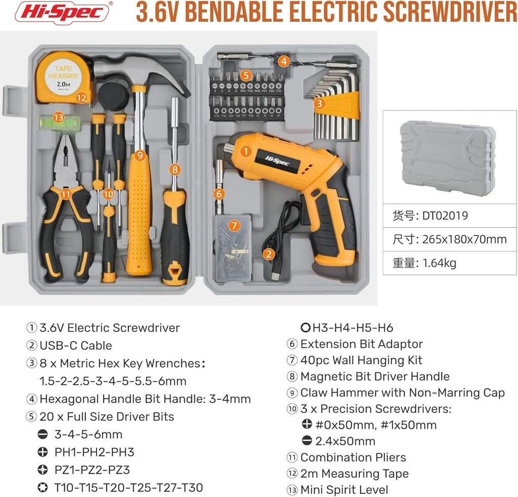 42Pcs Hi-Spec 4V Pink Drill Electric Screwdriver For Household Tool Set