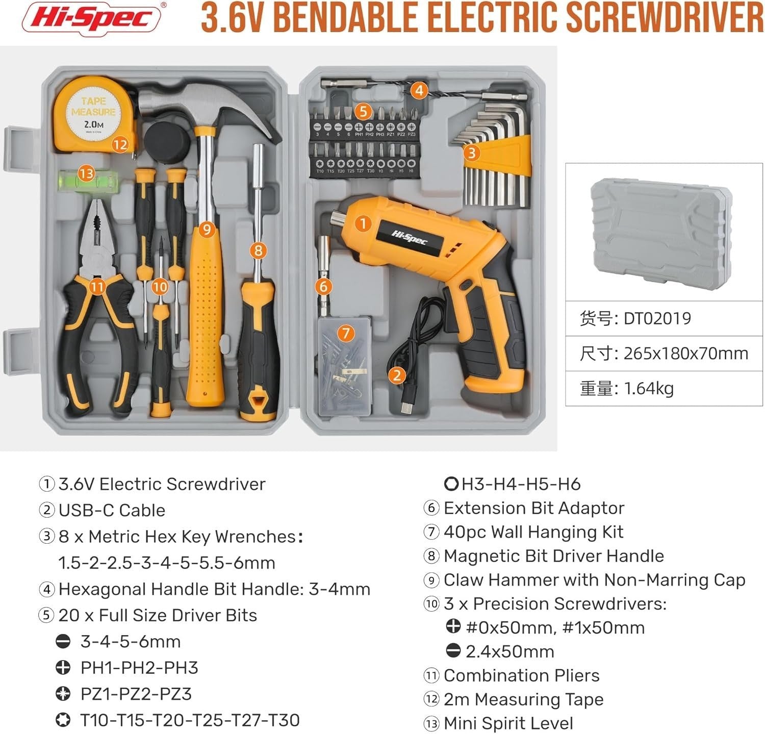 42Pcs Hi-Spec 4V Pink Drill Electric Screwdriver For Household Tool Set