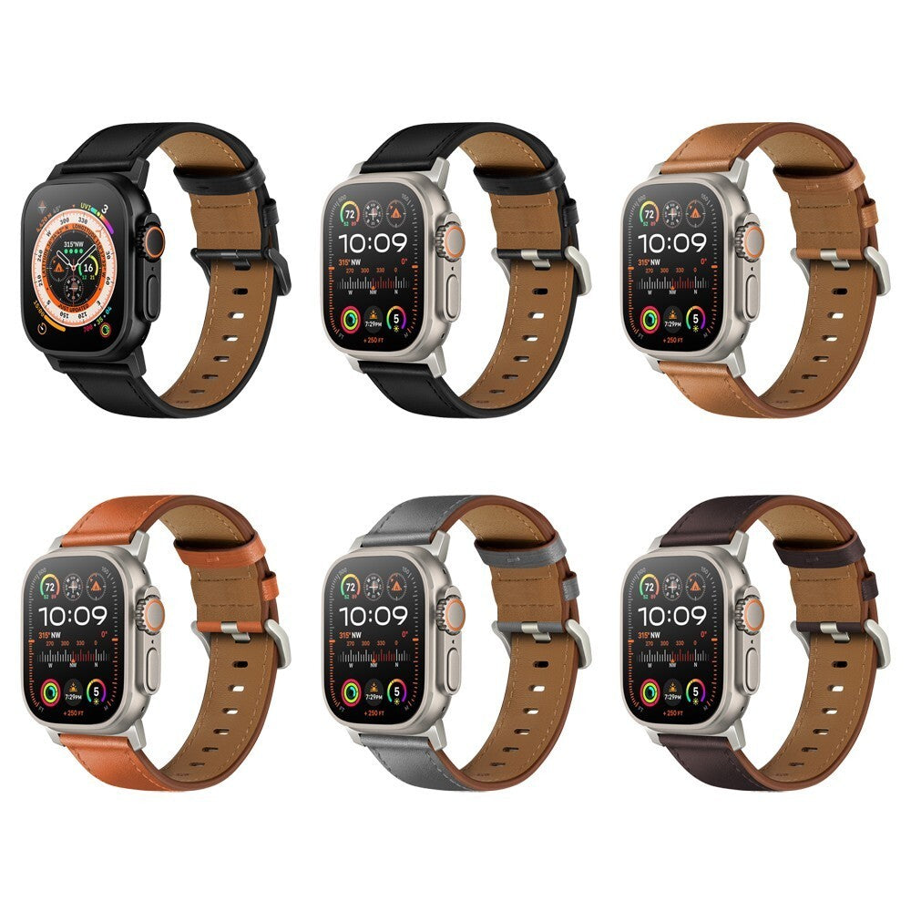 PU Cowhide Leather Strap Band for Apple Watch Ultra 49 46 45 44 42 41 40 38mm