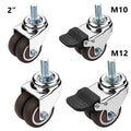 50mm 2" Heavy Duty Swivel Castor Twin Wheel Rubber Furniture Stem Caster M10/12