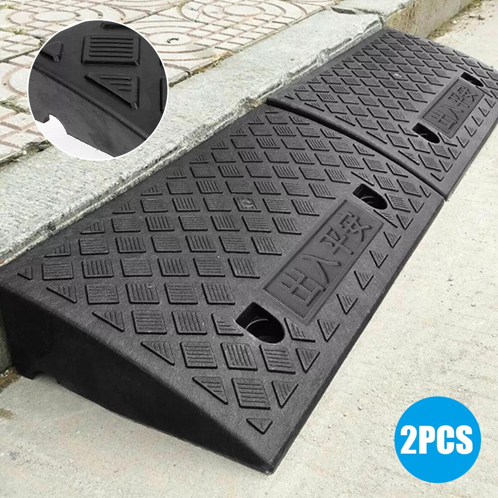 2X 50cm Heavy Duty Rubber Kerb Ramps for HGV Caravans Lorry Car Truck Wheelchair