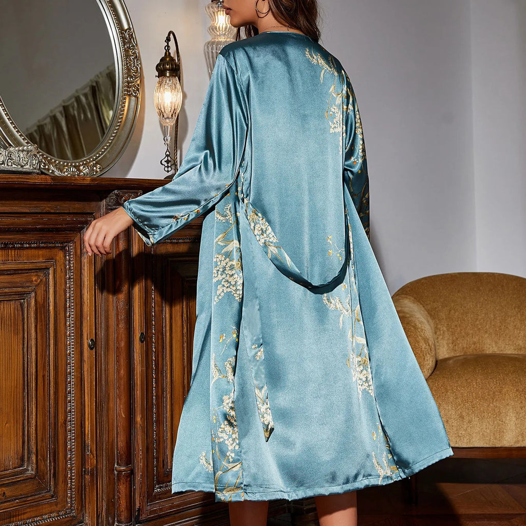 Women's Four Seasons Home Furnishing Lace Up Pajama Pajama Dresses Two Piece Set