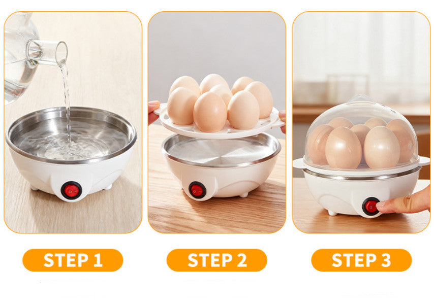 7-Egg Cooker Compact Electric Easy Egg Boiling Poaching Breakfast Maker