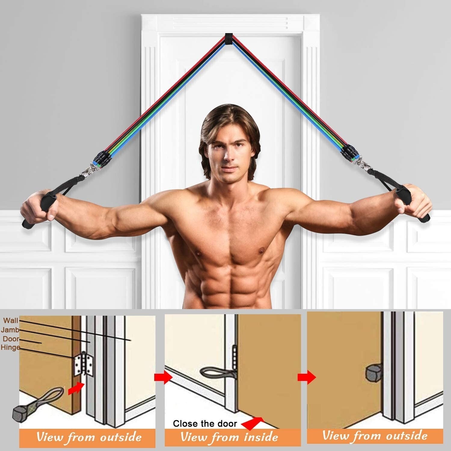 Resistance Bands 11PCS Set Workout Exercise Fitness Yoga Home Training Tubes