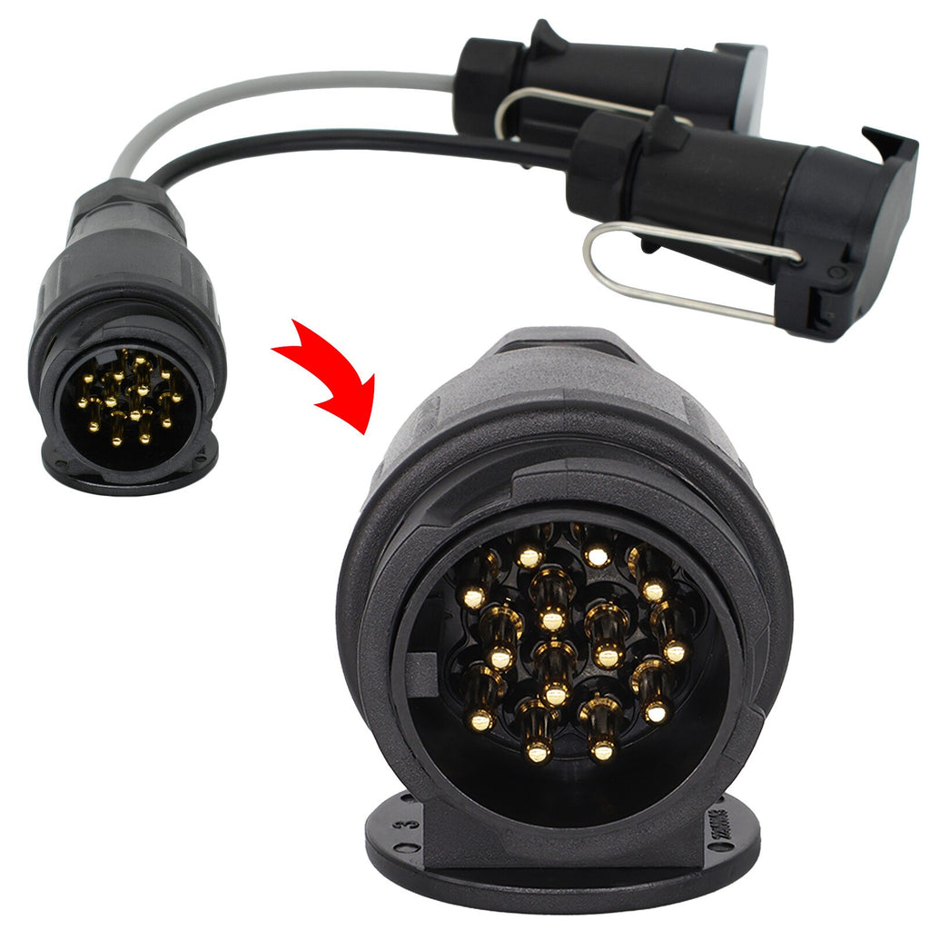 13 Pin to 7 Pin Adaptor Trailer Extension Lead Caravan Towing Socket Plug UKSELL