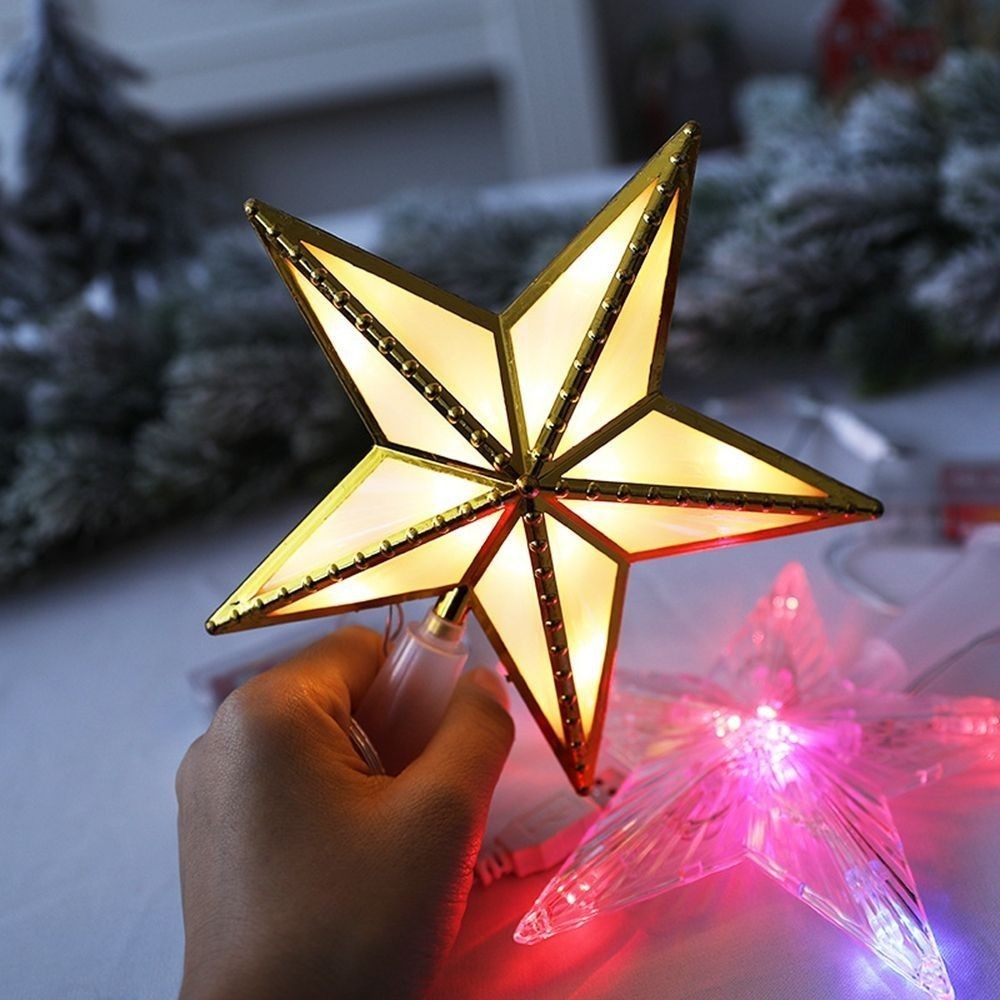Christmas Tree Top Star Light Battery Powered Glowing Christmas Decorations