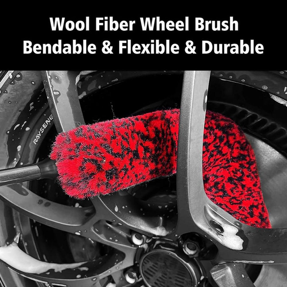 4x Microfiber Wheel Cleaner Brush Bendable Tire Brush Wheel Cleaning Tool Kit