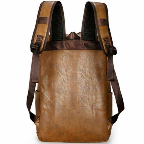 Men's Vintage Style Real Genuine Leather Bag Rucksack Laptop Backpack Brown Bag