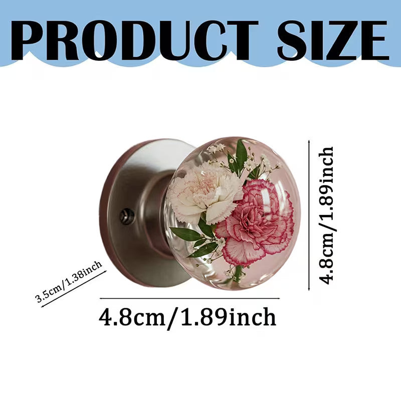 Crystals Clear Flower Door Handle Retro Artistic Round Knob Unique Bedroom Decor