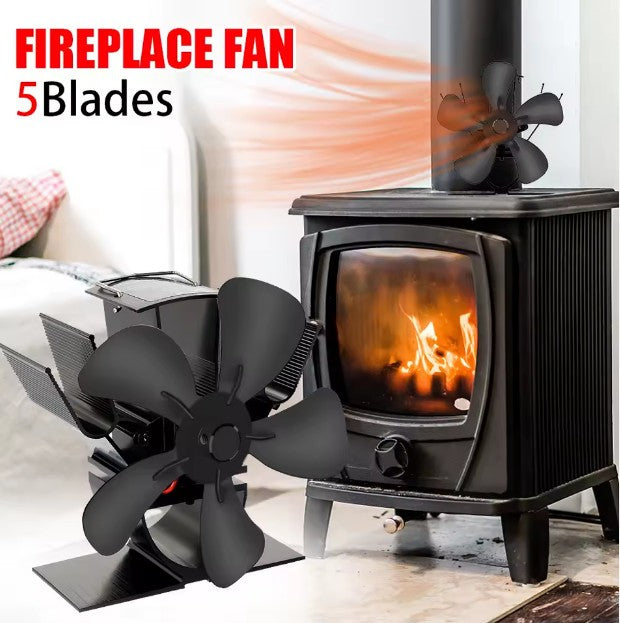 5 Blade Heat Powered Stove Top Fan Eco-friendly for Wood Burner Log Burning Fire