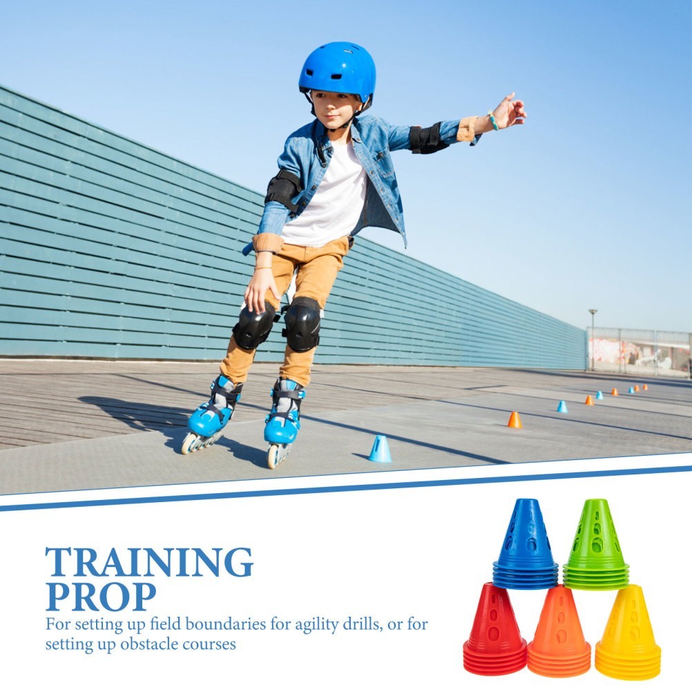 25Pcs Portable Plastic Roller Skating Marker Cones for Agility Training
