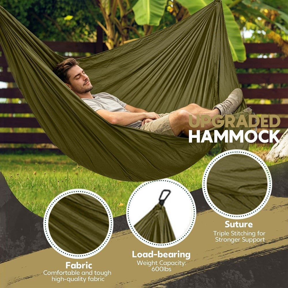 2 Person Double Camping Hammock Chair Bed Outdoor Hanging Swing Sleeping Garden