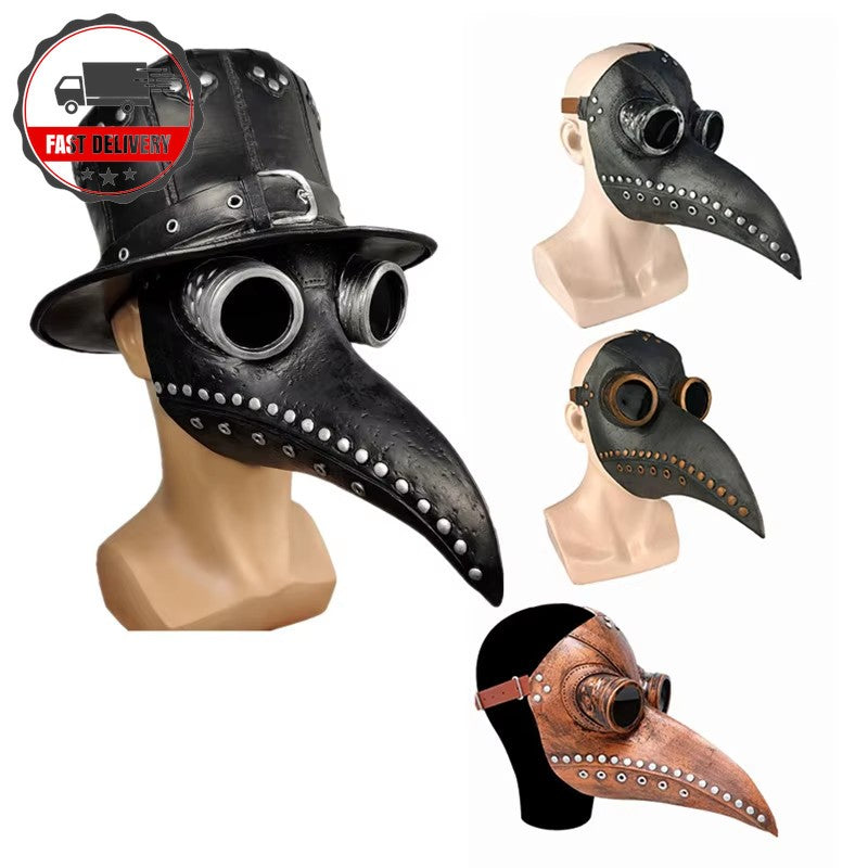 Halloween Plague Doctor Mask Cosplay Costume Set - Adult & Child Black Robe