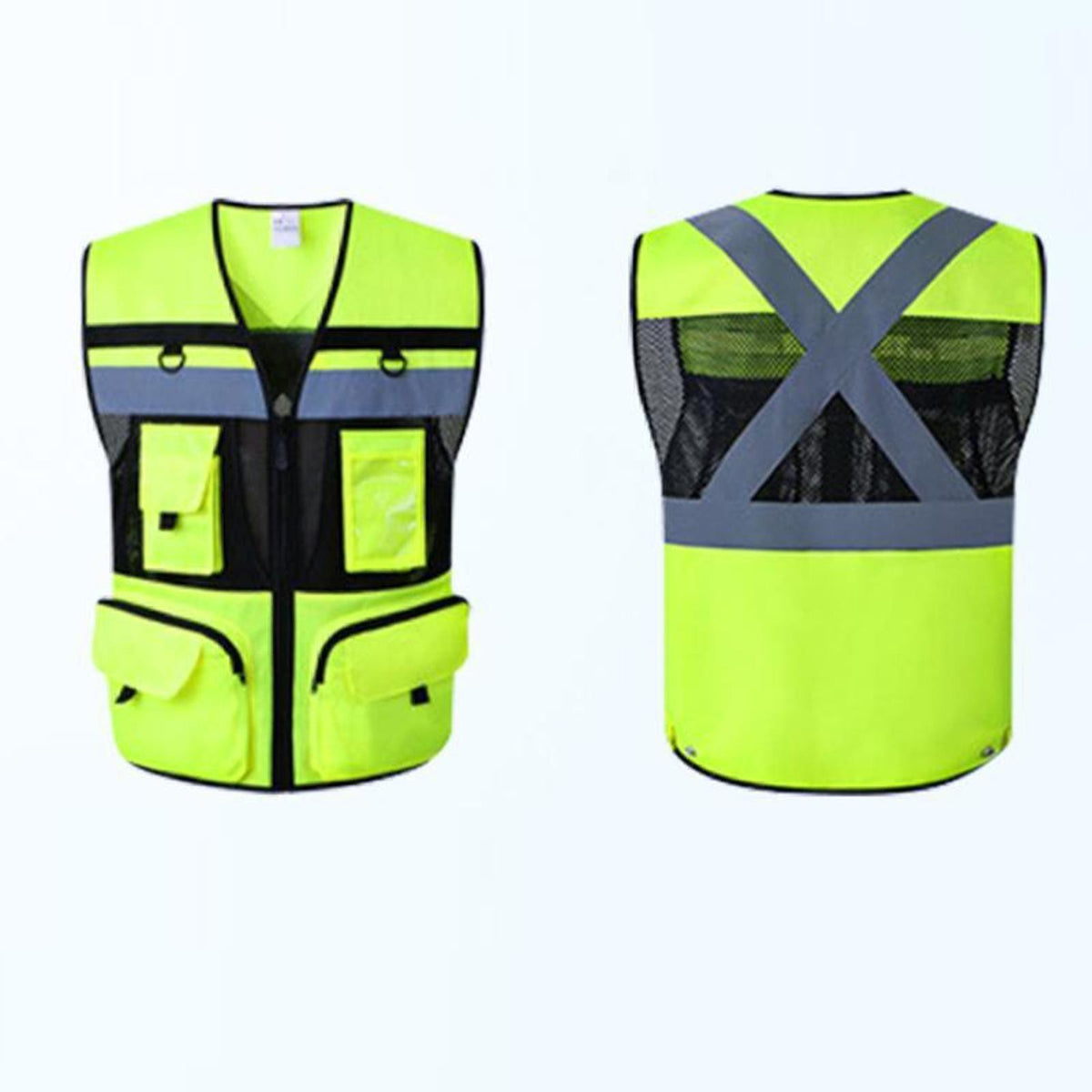 High Visibility Executive Vest Waistcoat with Phone & ID Pockets Hi Vis Viz Zip~
