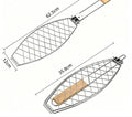 2 x Fish Grill Basket Rack Large BBQ Meat Folding Stand Long Handle Mesh 1243