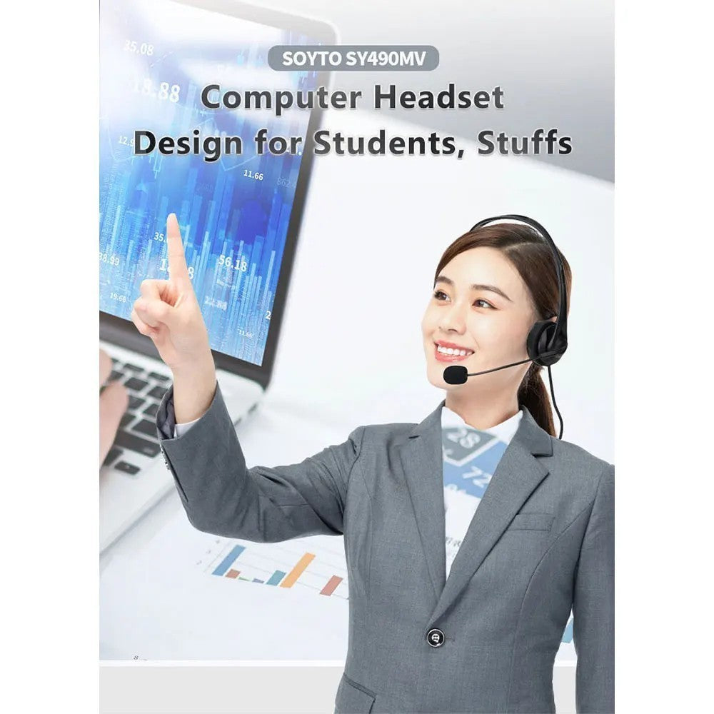 USB/3.5mm Wired PC Headset with Noise Cancelling Microphone