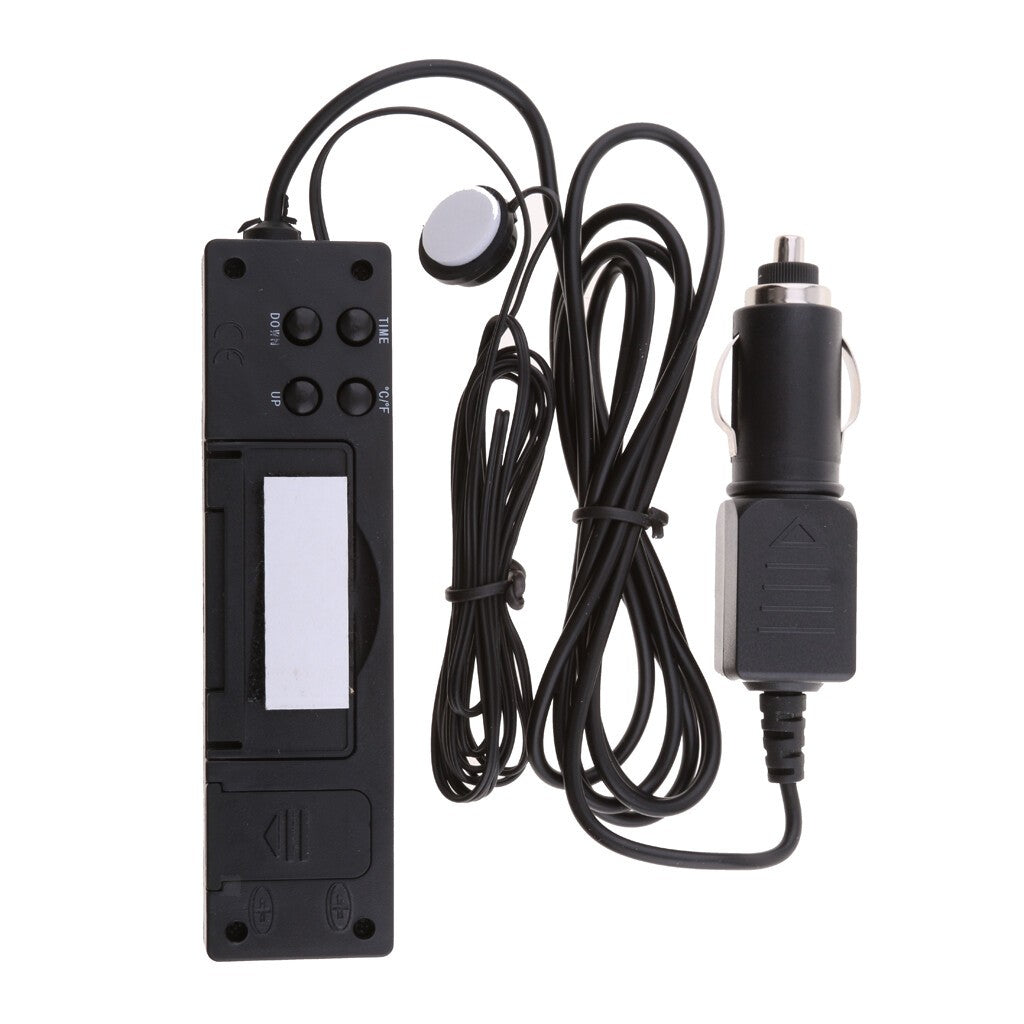 12V Car LCD Digital Clock In/Outdoor Temperature Thermometer Voltage Meter