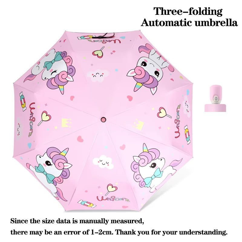 Cute Cartoon Kids Folding Umbrella Unicorn Dinosaur UV Sun Rain Umbrella .*