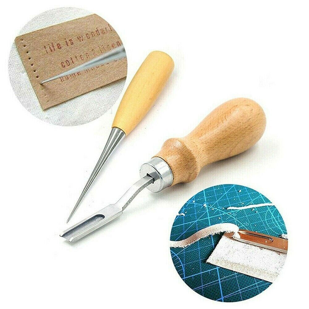 18Pcs Leather Craft Tool Kit Stitching Sewing Beveler Punch Working Hand Tools
