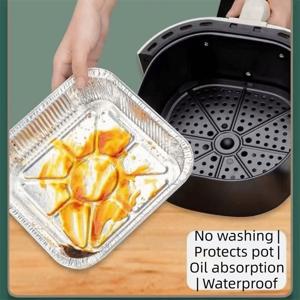 30pcs Oil-proof Air Fryer Aluminum Foil Tray For Baking Roasting Stackable