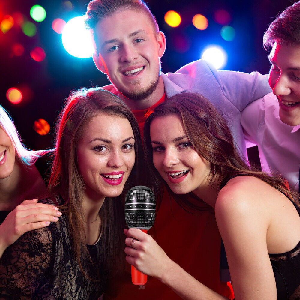 60Pcs Inflatable Microphone Fancy Dress Prop 25cm Blow Up Neon Party Gig Mic