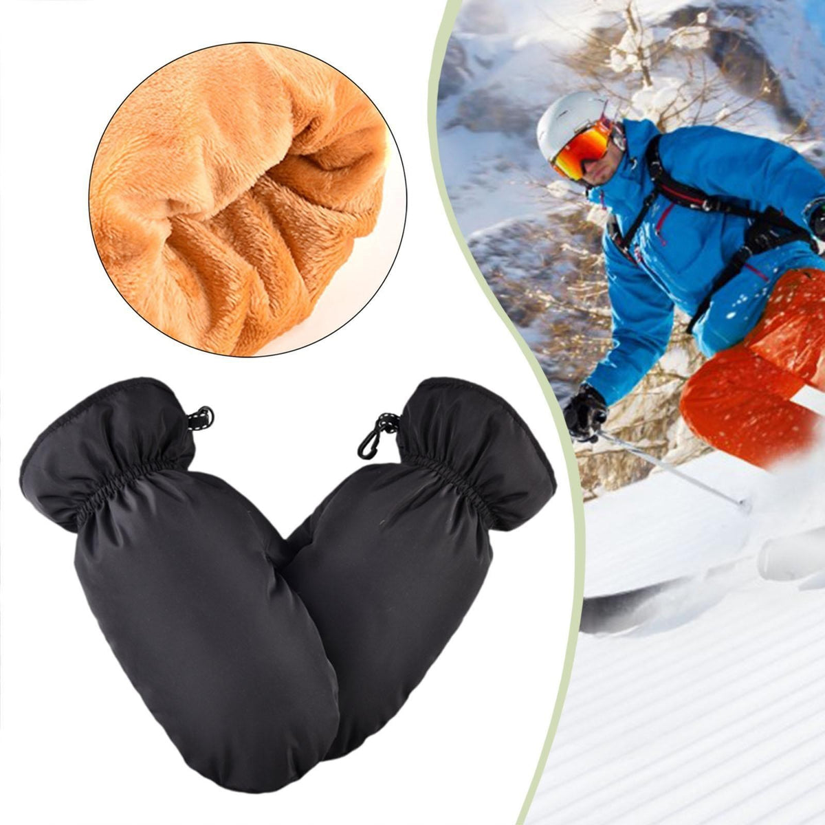 Down Mittens Thermal Warm Winter Snow Mittens for Riding Snowmobiling Biking